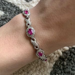 925 Tennis Bracelet with Pink Gems 💞